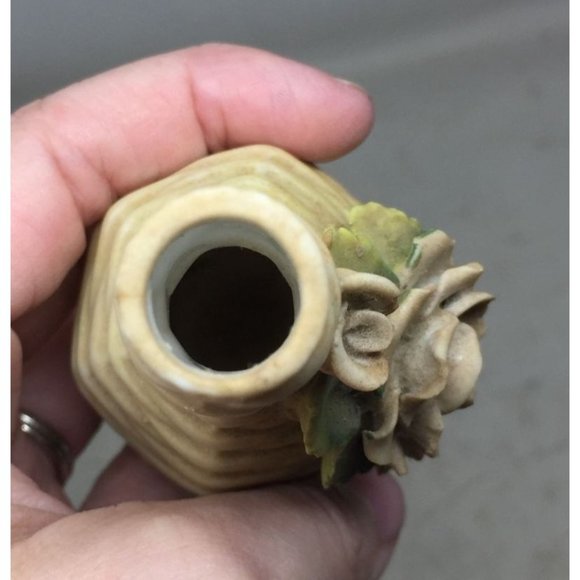 Vintage Ceramic Miniature Bud Vase with Floral Accents - Picture 5 of 7